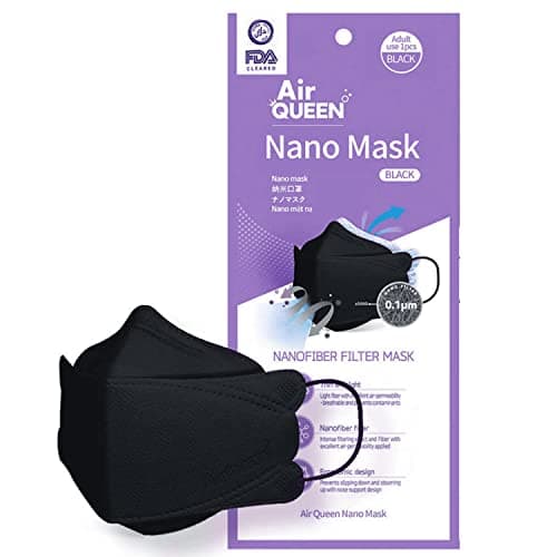 Image of AIRQUEEN 3-Layer Nano-Filter Face Mask for Adults, Black 20 Pack, Lightweight and Breathable Face Mask, Reusable Face Mask