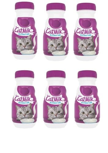 Image of Cat Milk Treat 200ml Pack of 6 Kitten Pet Food Age 6weeks+ Calcium for Strong Bones Teeth Care Vitamins Minerals with Welari Thank You Card | (6pack) (1200ml)