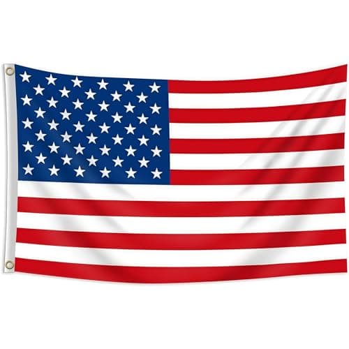 Image of American Flag 5ft x 3ft, Large America USA Flags with Brass Eyelets for 4th July Party Memorial Day Independence Day Veterans Day Party Decorations