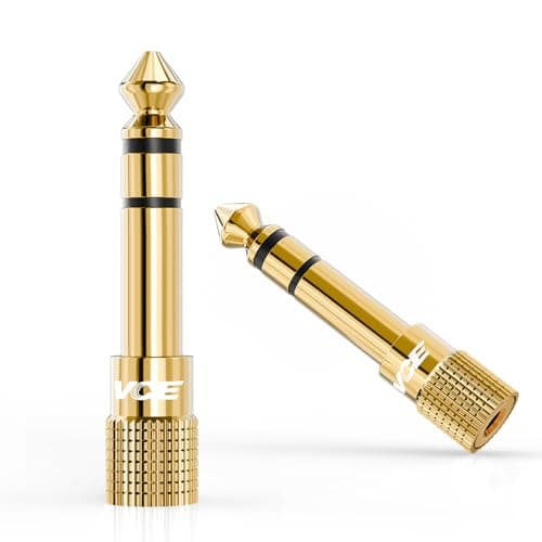 Image of VCE Headphone Jack Adapter 6.35mm Male 1/4 inch to 3.5mm Female 1/8 inch Aux Plug Converter Audio Stereo Adaptor Gold Plated for Keyboard Digital Piano Amplifier Earphone 2 Pack