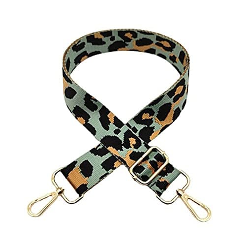 Image of Wide Shoulder Strap Adjustable Replacement, DOTBUY-SHOP Leopard Print Bag Strap with Metal Swivel Hooks for Unisex Purse, Handbag Belt Crossbody Shoulder Bag Canvas Bag (Light Green,One Size)