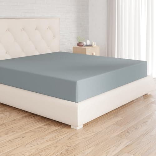 Image of Amazon Basics Bedding Soft Microfibre Super King Fitted Sheet with 12 inch (30 cm) Deep Pocket, 180 x 200 cm, Spa Blue