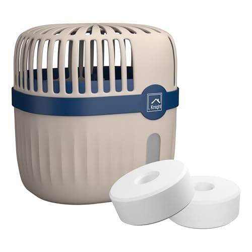 Image of Knight Refillable & Reusable Dehumidifier, 360º Moisture Absorber, Lasts Upto 60 Days Fast Absorption Of Moisture In Home, Garage, Caravans & Office. 1 Reusable Unit with 2 Tablets - Blue