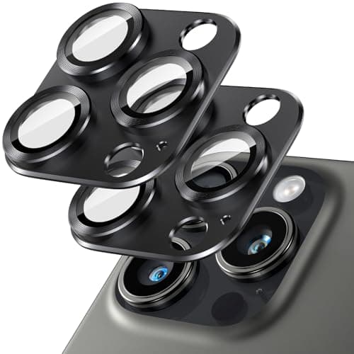 Image of Giftorld [2 Pack Camera Lens Protector for iPhone 13 Pro/13 Pro Max,9H Tempered Glass,Aviation Aluminum Plate Cover,Night Circle,HD Clarity,Case Friendly,Easy Installation-Black