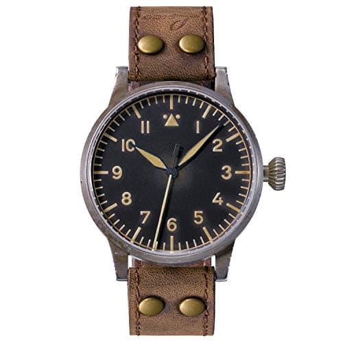 Image of Laco Pilot Watch Original Heidelberg Heirloom Made in Germany - 39 mm Diameter High Quality Automatic Watch - Type A - Unique Quality Outstanding Workmanship - Waterproof - Since 1925, Strap.