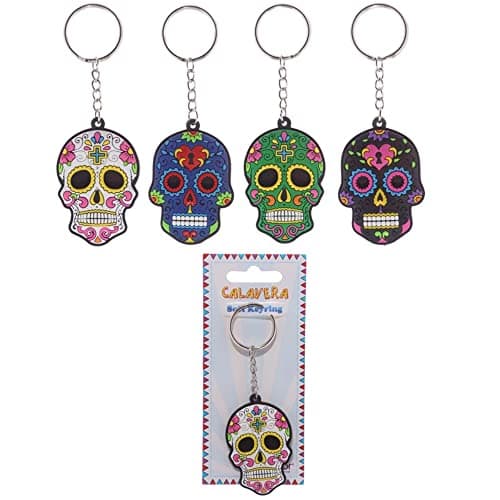 Image of Egg n Chips London - Fun Novelty Day of the Dead Skull PVC Keyring