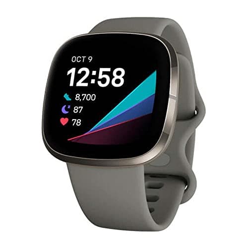 Image of Fitbit Sense Advanced Unisex Smartwatch with Tools for Heart Health, Stress Management & Skin Temperature Trends, Sage Grey / Silver