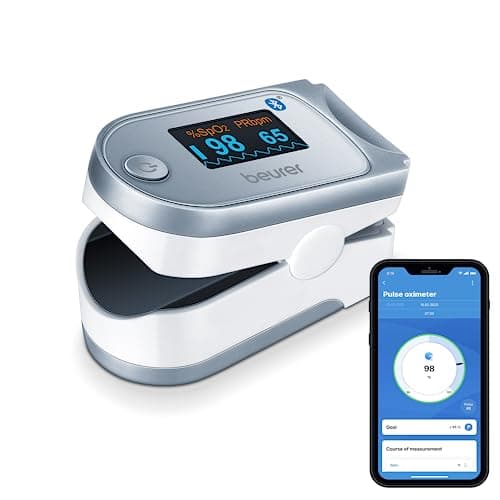 Image of Beurer PO60 Pulse Oximeter with Bluetooth | Measures Heart Rate and arterial Oxygen Saturation for Those with Medical Conditions | Wireless Data Transfer to Your Smartphone | Medical Device