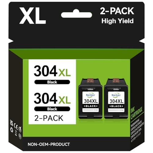 Image of Neiber 304XL Ink Cartridge High Yield Remanufactured for HP 304 Black Ink, Compatible With Envy 5020 5010 5030 5032 5000 DeskJet 3720 2600 2633 2632 3760 3750 3762 2630 2620 2622, 2 Pack