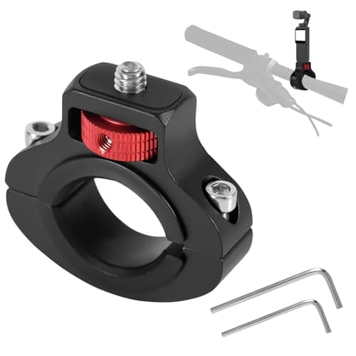 Image of PEUTIER Bike Motorcycle Camera Mount, Aluminum 360 Degrees Rotary Anti-Reverse Bicycle Clamp Holder Motorcycle Handlebar Mount Bracket for GoPro Insta360 DJI Osmo and Fill Light (0.87"-1.26")