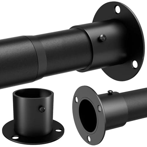 Image of Wardrobe Pole, Wardrobe Rail Adjustable Clothes Rail with Screws and Sockets, Hanging Rod for Wardrobe and Bedroom, 85-160CM/Diameter 32MM,Black