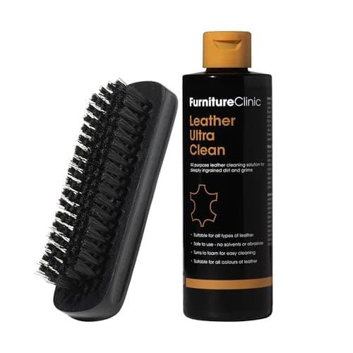 Image of Furniture Clinic Leather Ultra Clean and Leather Cleaning Brush - All-Purpose Leather Cleaner for Sofas - Leather Car Interior Cleaner and Soft Brush - Deep Cleans All Leather Types & Colours - 250ml