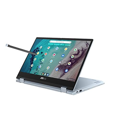 Image of ASUS Chromebook Flip CX5400FM, 14" Touchscreen NanoEdge Display, Intel Core i3-1110G4, 128GB SSD, 8GB RAM, Garaged Stylus, Backlit Keyboard, Chrome OS, AI Blue (Renewed)