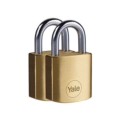 Image of Yale - Y110B/25/113/2 Standard Security 25mm Brass Padlock, Pack of 2 - Open Steel Shackle - 3 keyed Alike Keys