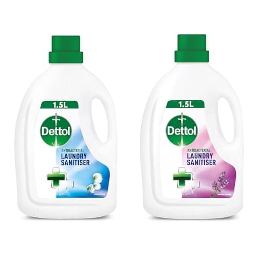 Image of Dettol Laundry Sanitiser, Multipack, 3L (1.5L x 2pck) Lavender and Cotton, 12hr Freshness, Hygienically Clean, Removes Odour, Kills 99.9 Percent of Bacteria