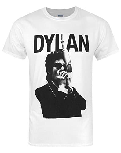 Image of Bob Dylan Men's Dylan Harmonica Short Sleeve T-Shirt, White, Medium