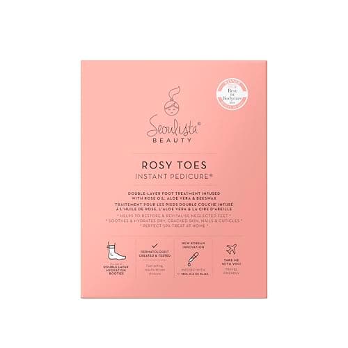Image of Seoulista Beauty Rosy Toes Instant Pedicure – At Home Foot Mask Treatment — Soothe and Hydrate Dry, Cracked Skin — Revitalise Neglected Feet— With Rose Oil, Aloe Vera and Beeswax — Award Winning