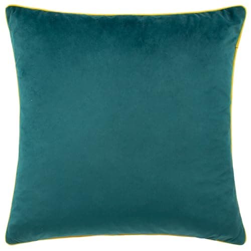 Image of Paoletti Meridian Cushion – Polyester Filled Velvet Piped Luxury Decor (Teal/Ceylon - 55 x 55 cm)
