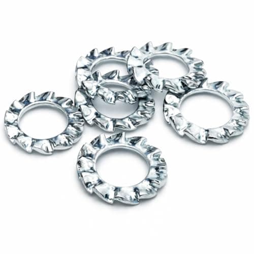 Image of M8 (8mm) (Pack of 4) Zinc Plated External Serrated Lock Washer DIN6798A Anti-Vibration Shakeproof Steel Washer - C05B/1