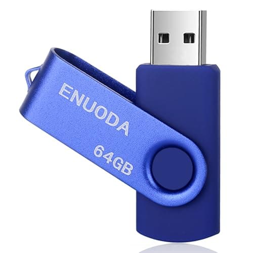Image of ENUODA Memory Stick 64GB USB 2.0 Flash Drive Swivel Design Fold Storage Thumb Drive (Blue)