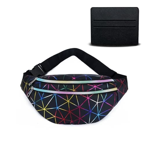 Image of Waist Bag Holographic Fanny Pack,BAIYSFFG Geometric Laser Waterproof Chest Pack Colorful Shiny Belt Bag and Leather Clip for Travel Party Sports Running Hiking Daily Use