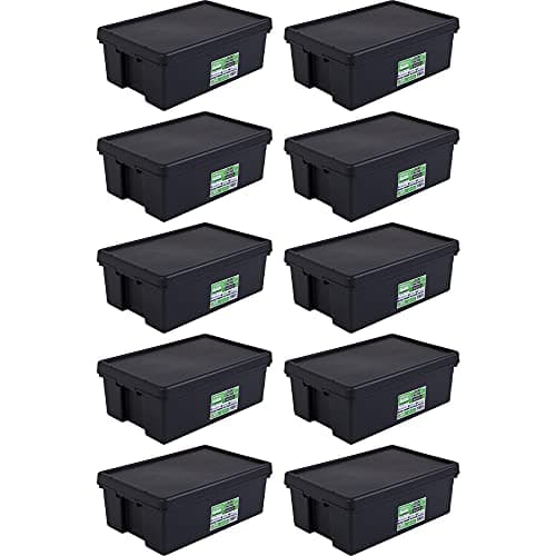 Image of Wham Bam 100% Recycled Super Strong Impact Resistant Black Re-Usable Storage Boxes With Lids 16 Litre 38.5 x 29 x 21.5cm (10 Boxes)