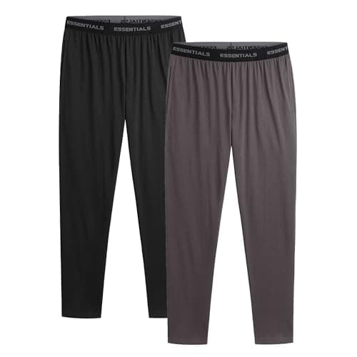 Image of The Essentials Wardrobe 2PK Mens Lounge Pants - Jacquard WB - Black/Grey - Medium