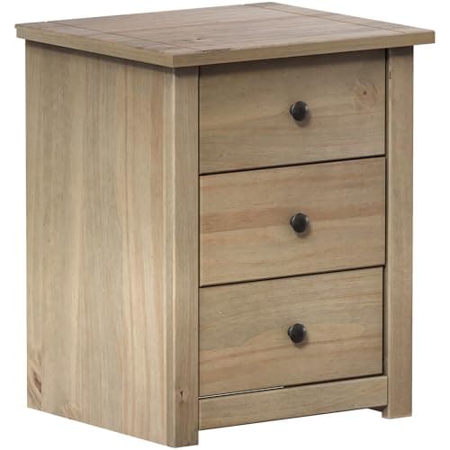 Image of Vida Designs Panama Bedside Chest 3 Drawer, Natural Oak