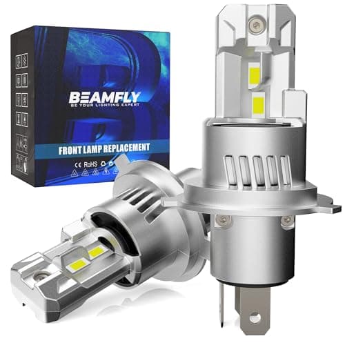 Image of BEAMFLY H4 HB2 9003 36000LM LED Headlight Bulb, 110W 6500K Cool White H4 High Beam Low Beam Bulb, Mini 1:1 Design for Cars and Motorcycles, Plug and Play, IP68 Waterproof, Pack of 2