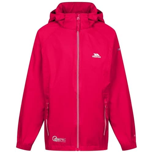 Image of Trespass Kids Waterproof Jacket Qikpac X - Wind Resistant Lightweight Breathable Rain Coat, Boys Girls Foldable Packaway Jacket, Children's Unisex Shell Jacket for School Walking Travelling