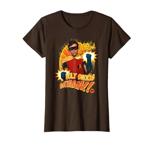 Image of DC Comics Batman TV Series Robin Holy Smokes T-Shirt, Women, Brown, Medium