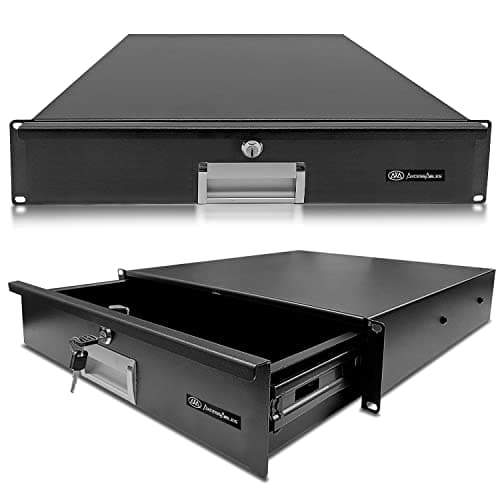 Image of AxcessAbles RKDRAWER2U 2U Universal Rack Mount Storage Drawer Compatible with All 19-Inch Rack-mount Systems and Server Cabinets. With Lock and Keys. Extra deep 15 inch drawer.