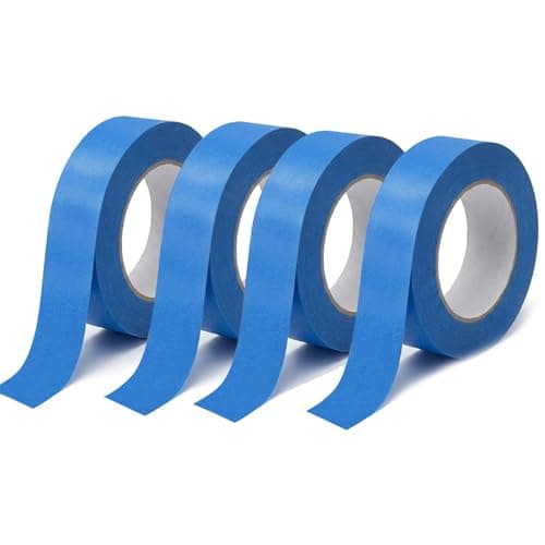 Image of Qcdou Blue Masking Tape, 4 Rolls Painters Tape, 24mm x 50m Masking Tape for Painting, Waterproof, Low Tack Paper Tape, Wide Decorators Tape for DIY Crafts and Indoor Painting(B)
