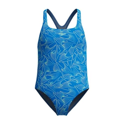 Image of Speedo Girls HyperBoom Allover Medalist Swimsuit Swimming Costume Blue Size 13-14 Years
