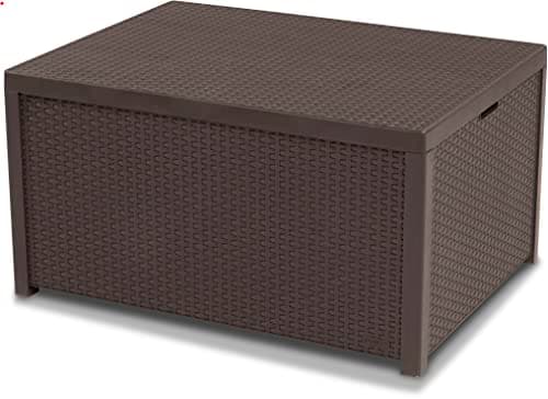 Image of Keter Allibert Arica rattan effect Coffee Table with storage Outdoor Garden Furniture - Brown