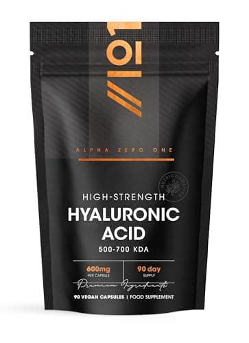 Image of Hyaluronic Acid Supplement 600mg (500-700 KDA) - 90 Vegan Triple Strength Hyaluronic Acid Capsules - 3 Month Supply - Natural Skin, Hair & Joint Supplement for Women & Men - Superior Absorption