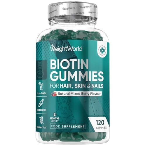 Image of Biotin Gummies - 120 Chewable Gummies - B7 Vitamin with 8 Key Vitamins & 4 Nutrients - Biotin 5000mcg Supplements - Natural Mixed Berry Flavour - Non-GMO, Gluten-Free & Vegetarian-Friendly