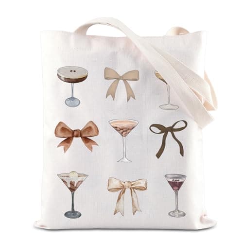 Image of TSOTMO Espresso Martini Gifts Martini Lovers Tote Bag Tini Time Coquette Cocktail Alcohol Bachelorette Party Handbag (espresso)