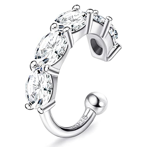 Image of ORAZIO 925 Sterling Silver Ear Cuff Earrings CZ Non-Piercing Fake Helix Cartilage Cuff Earrings Conch Gold Cuffs Earrings for Women Various Styles
