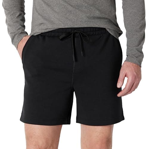 Image of Amazon Essentials Men's Athletic Regular-Fit 7" (17.8 cm) Lounge Gym Shorts, Active Sweat, Black, M