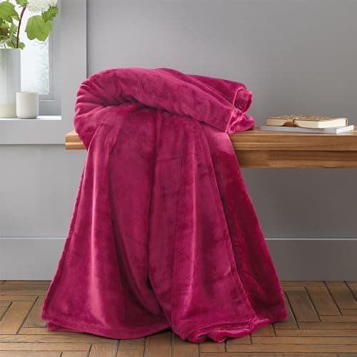 Image of Catherine Lansfield Raschel Velvet Touch 130x170cm Blanket Throw Hot Pink
