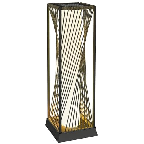 Image of Outsunny Garden Rattan Lamp, 77 cm Tall Solar Rattan Floor Lamp, Solar Garden Light with Auto On/Off LED Lights, IP44 Waterproof for Outdoor, Porch, Pathway, Terrace, Grey