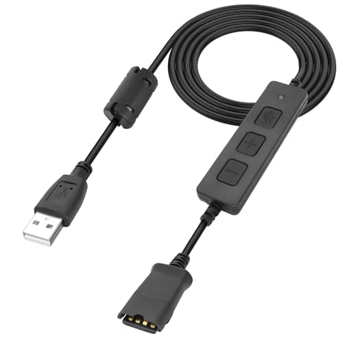 Image of XMSJSIY USB to QD Headset Adapter Compatible with QD (Quick Disconnect) to USB Type A Plug Adapter Cord with in-line Volume & Mic Mute Control Connects Headset to PC, Laptop- 1.5M/4.9FT