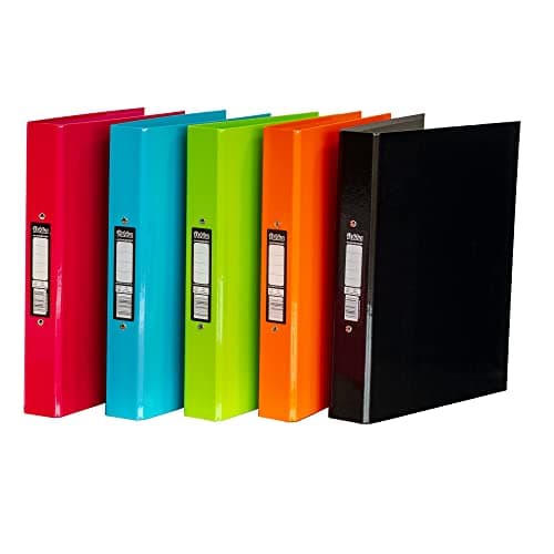 Image of Pukka Pad, Brights A4 Ringbinder Files with 2 O-Ring Mechanism – 10 Pack of Assorted Colours – 40mm Spine with Customisable Label for Large Amounts of Documents – 32 x 26.3mm