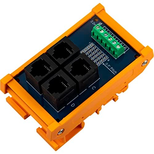 Image of risingsaplings RJ11 / RJ12 Breakout Board 6P6C Jack 4-Way Buss Terminal Block Din Rail Mount Connector