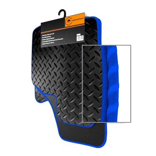 Image of FCM - Tailored Rubber Car Mats - Fits Mini Mini Cooper (5 Door) (F55) 2015-2025 - HEAVY DUTY 3mm - Anti Slip Mat - Waterproof & Durable Floor Protection - Blue Trim - 4 Piece Set - Floor Pads