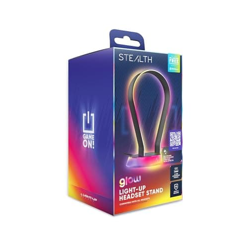 Image of STEALTH Gaming Light Up Charging Headset Stand - Glow Black, USB Powered, Compatible with Most Headsets.