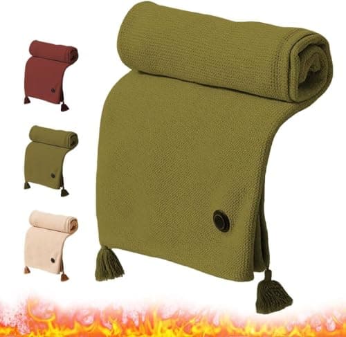 Image of Kouamor 150 * 80cm 3 Gears Portable Heated Blanket, Cordless Heated Blanket, Portable Heated Shawl, USB Heated Blankets, Heated Wearable Blankets, for Women Girl Family Lovers (B-green)