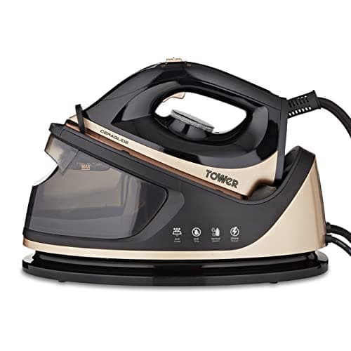 Image of Tower T22023GLD Ceraglide Steam Generator with Steam Shot Button, 3 Temperature Settings, 1.2L, 2700 W, Champagne Gold and Black