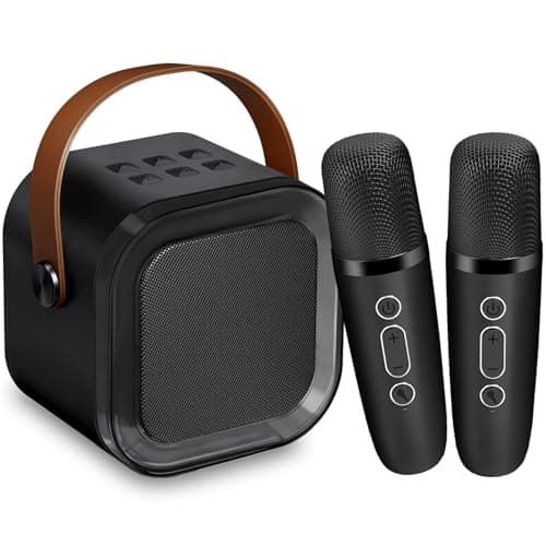 Image of Mini Kids Karaoke Machine with 2 Microphones Gifts Toys for 5 6 7 8 9 10+ Years Boys Girls Kids Microphone and Speaker Presents with 5 Magic Voice Portable Karaoke Mic Singing Toys